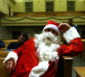 Here Sean Johnson rests from his labors in the role of Santa Claus (Image Credit: Curley 2011)