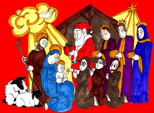 Three Shepherds, Three Magi, the Holy Family, an Unholy Inversion thereof, and a cast of thousands (of Barnyard Animals, that is!) open the Holiday Season in Style! Don't miss it! CLICK THE IMAGE ABOVE FOR THE FULL POSTER! Collect all six! Trade with your friends! (Image Credit: Freeborn 2011)
