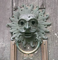 This knocker on the door of Durham Cathedral offers entrance to the world of Otter's Ransom; the original, now housed in the cathedral museum, offered Sanctuary to those fleeing the arm of secular law (Image Credit: Fee, Hannon, and Zoller 1999)